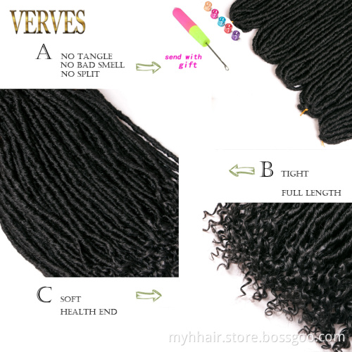 Crochet Faux locs Curly Braids Hair Extensions 18 inch synthetic hair Braids Dreads Hairstyle Ombre Goddess Locs  Hair Extension